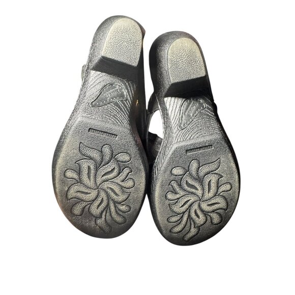 Born Womens MCarrine Black Leather‎ Wedge Sandals NWB - Picture 4 of 10